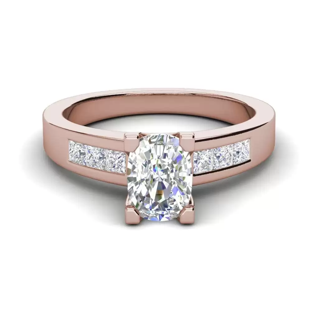 Channel Set 3.45 Carat VS2 Clarity D Color Oval Cut Diamond Engagement Ring Rose Gold 3