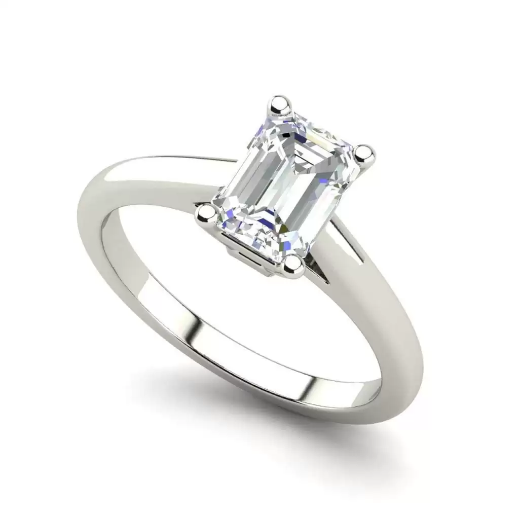 Solitaire 1.75 Carat VS2 Clarity F Color Emerald Cut Diamond Engagement Ring White Gold