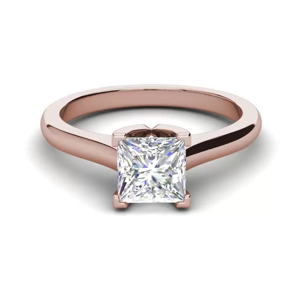 Solitaire 2.25 Carat VS2 Clarity F Color Princess Cut Diamond Engagement Ring Rose Gold 3