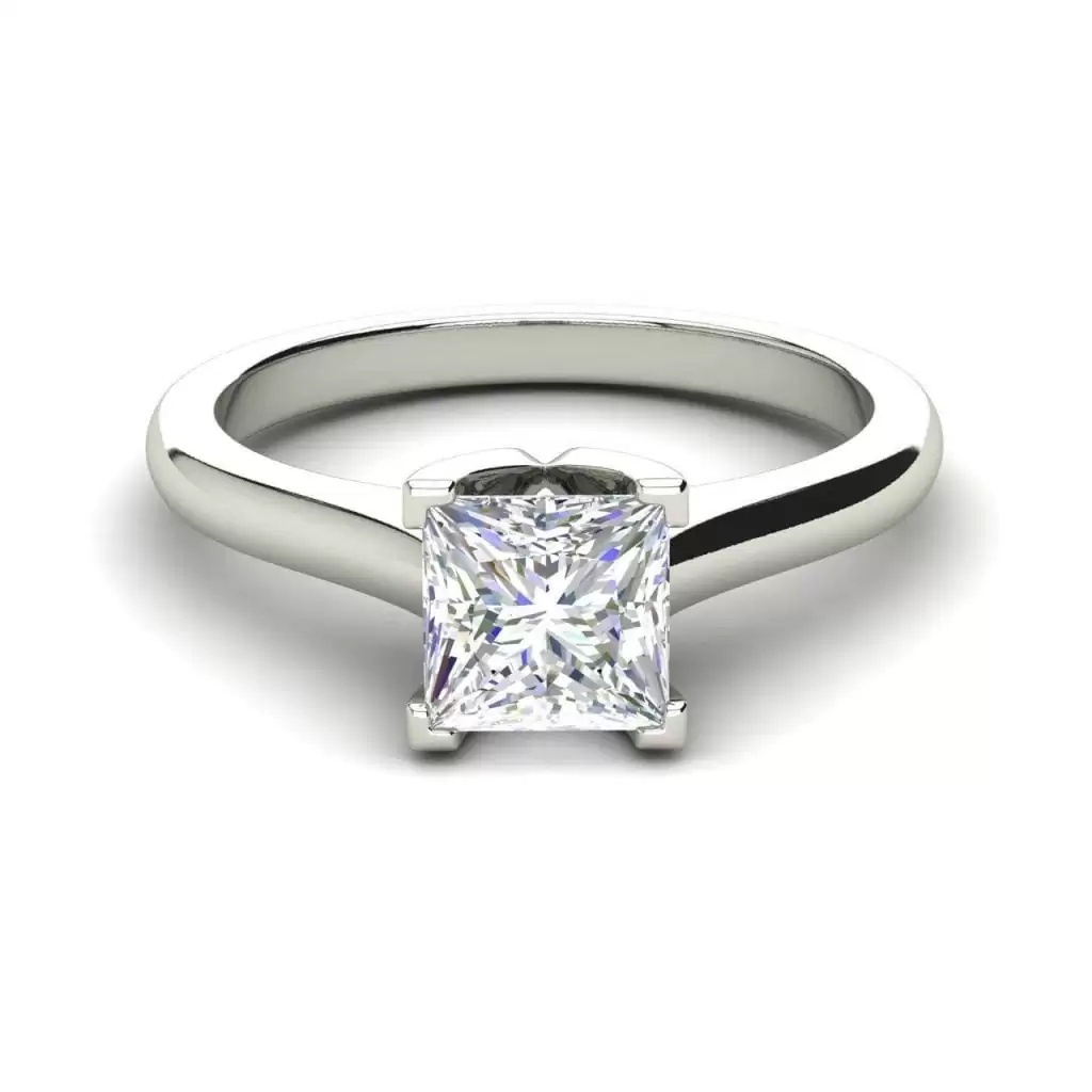 Solitaire 2.5 Carat VVS1 Clarity D Color Princess Cut Diamond Engagement Ring White Gold 3