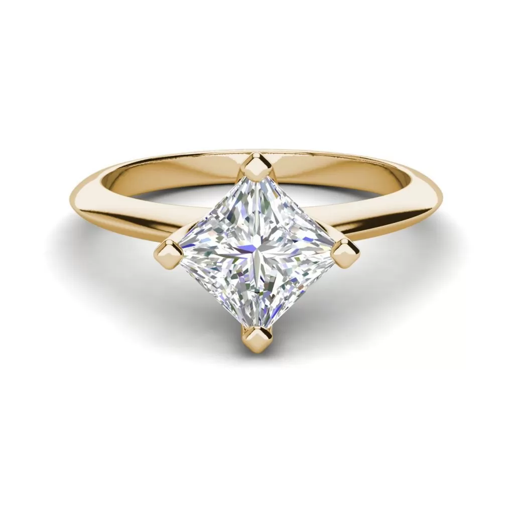 4 Prong 3 Carat SI1 Clarity D Color Princess Cut Diamond Engagement Ring Yellow Gold 3