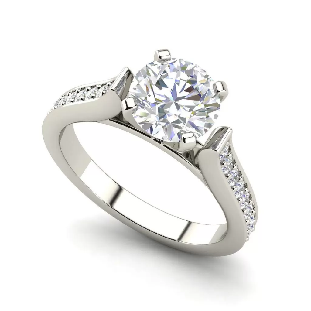 Channel 1 Carat Round Cut White Gold Diamond Engagement Ring
