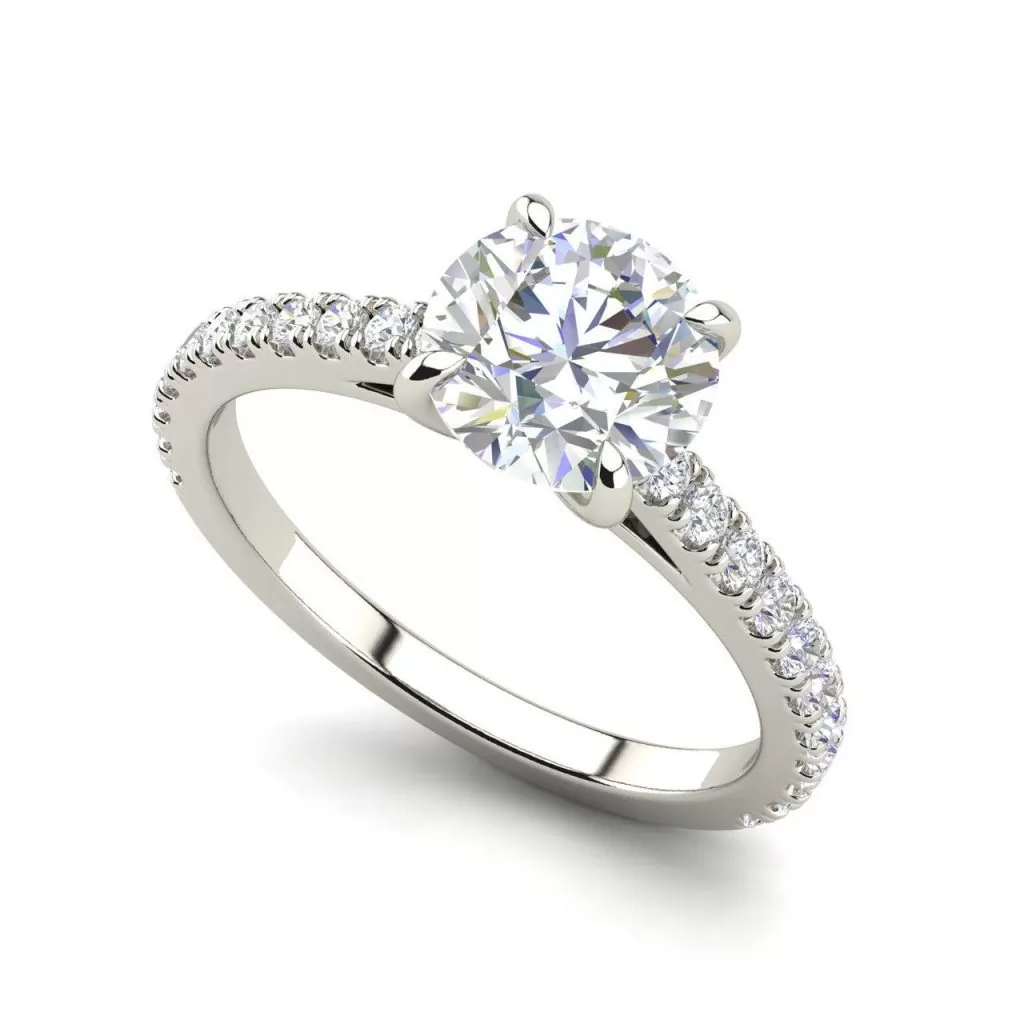 Classic 4 Prong 0.9 Carat Round Cut Diamond Engagement Ring